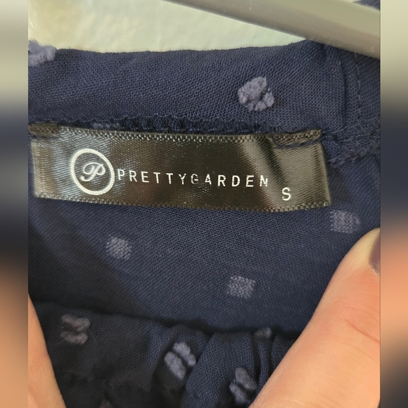 Pretty Garden Navy Swiss Dot Halter Neck Maxi Dress Size Small - Picture 7 of 9